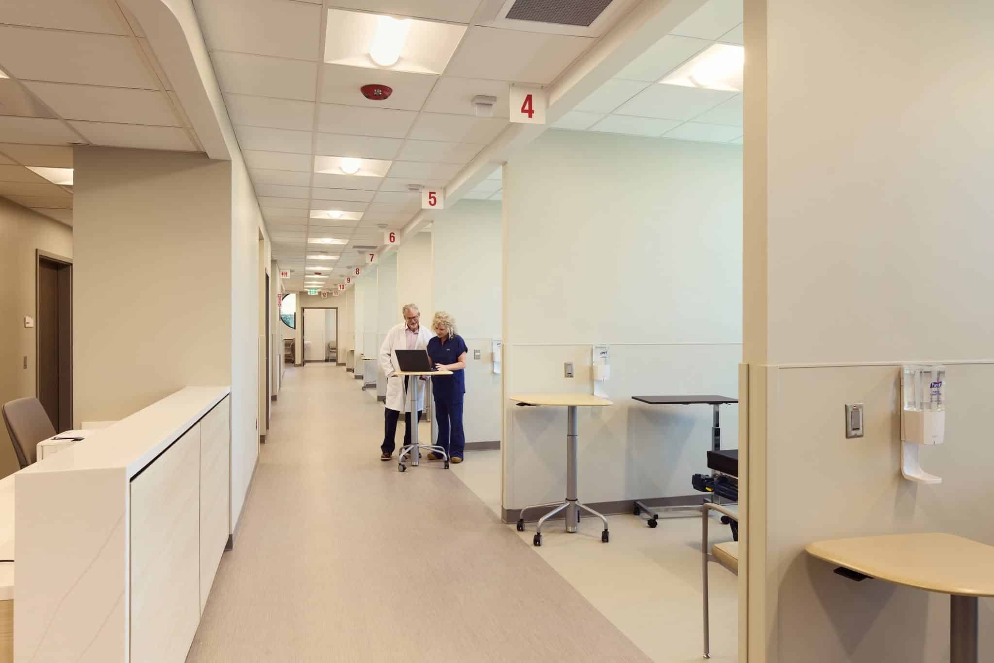 Medical staff in clinic treatment area