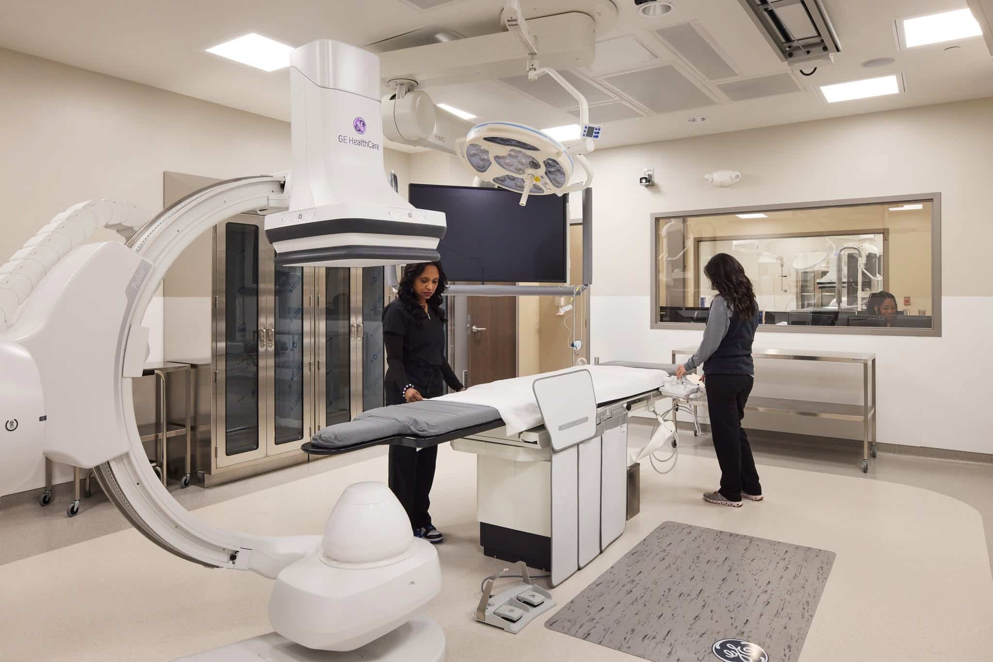 Cardiac catheterization lab with medical staff